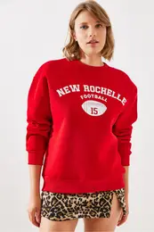 Women's Triple Thread Raised Rochelle Text Printed Sweatshirt MBHS001