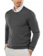 COOFANDY Herren Strickpullover Feinstrick Pullover Rundhals Business Sweatshirt Langarm Strick Sweater Pulli Dunkelgrau M