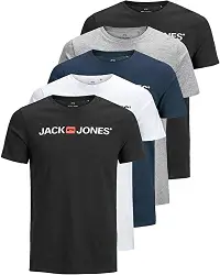JACK & JONES Herren 5er-Pack T-Shirts aus Baumwolle in vielen Farben und Styles (Corp Mix 1, XL)