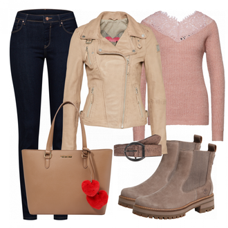 Outfit met bruin Laars Timberland "Tatev"