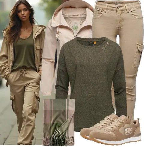 Khaki/Beige/Braun Jacke mit Seitlichem Reißverschluss/Funktionsjacke/Wanderjacke/Kapuzenjacke/Outdoorjacke/Trekkingjacke/Nachhaltige Jacke/Sommerjacke/Frühlingsjacke Ragwear kombinieren