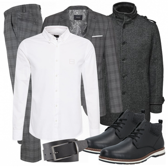Outfit mit Schwarz Stiefel Rieker "Buro Outfit"