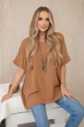 Kesi Woski Oversized blouse with pendant Camel