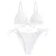 ZAFUL Damen Gepolstert Bikini Set, Einfarbig Bikini Badeanzug mit Dreieck Cup Spaghetti-Träger (Weiß, M)
