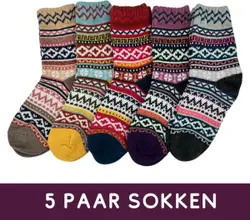 Winkrs - 5 Paar - Warme Wintersokken dames - Scandinavisch vintage design sokken maat 36-40