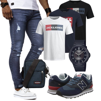 Logoprint Outfit mit Schwarz Jack & Jones "Cooles Outfit"
