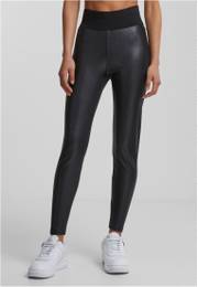Women's black high-waisted synthetic leather leggings