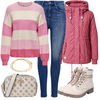 Outfit sa Bijela/Zlatni Narukvica Pilgrim "Zimski outfit"