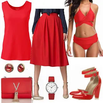 Outfit mit Rot/Dunkelrot Spangenpump/T-steg Pumps/High Heel Pumps/Vintage Pumpe/Spangenschuh/High Heel/Mary Jane Schuh Ajvani "URBAN GOCO ROCK"