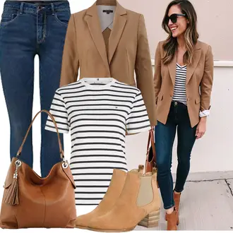 Squash Outfit mit Braun/Beige Vintage Stiefelette/Western Stiefelette/Cowboystiefel/Chelsea Boot/Sommerstiefelette Tamaris "Perfektes Büro Outfit"Look: Reiten, Arbeits, Squash, Skating