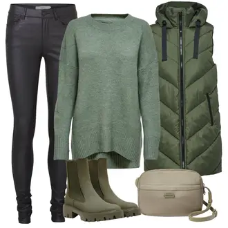Outfit sa Tamnozelena/Zeleno Parka velike veličine JdY "Outfit za svaki dan"