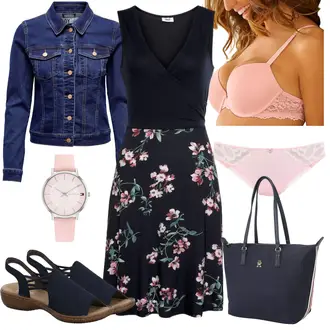 Ke kolenům Viskóza Outfit s Růžová/Tmavě modrá/Červená Letní Šaty/Šaty Fit & Flare/Společenské šaty pro hosta/Šaty Do Áčka/Žerzejové Šaty/Šaty S Potiskem/Zavinovací Šaty/Šaty Bez Rukávů BEACH TIME "Outfit na léto"