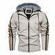 MEYOCEYO Lederjacke Herren Kunstleder Freizeitjacke Winter Warme Bikerjacke Winddichte Übergangsjacke mit Abnehmbarer Kapuze Aprikose M