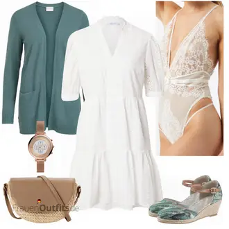 Outfit mit Braun Schultertasche HALLHUBER "Jungle Sommerlook"