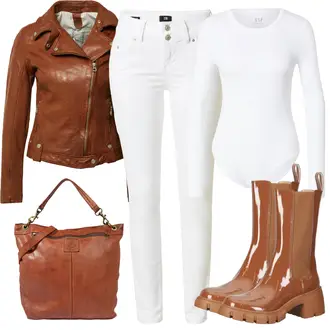 Outfit mit Braun Chelsea Boot/Vintage Stiefel/Stiefel Mit Reißverschluss/Klassischer Stiefel/Gummistiefel/Cowboystiefel/Lederjacke/Vintage Stiefelette/Reitstiefel/Gummistiefelette Steve Madden "Perfekt für den Frühling"