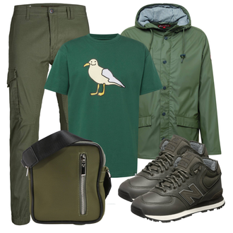 Outfit mit DunkelGrün/Grün 2in1 Jacke/Bundeswehr Parka/Funktionsjacke/Parka-übergangsjacke/Regenjacke/Ripstopjacke/Nachhaltige Jacke/Trekkingjacke/Wachsjacke Derbe "Praktischer Look"