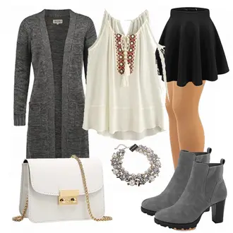 Winter Outfit mit Schwarz Moderne Rock/Cocktail Rock/Minirock/Winterröcke/A-Linien-Rock/Rock Mit Gummizug/Anime Rock/Tellerrock/Ausgestellter Rock Emma & Giovanni "Sariah"
