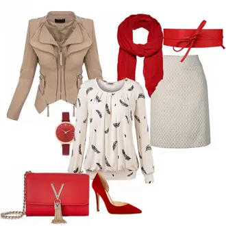 Outfit mit Khaki/Beige/Braun/Grau Cargo Rock/Minirock/Hosenrock/Lederimitatröcke/Leder Minirock/Lederröcke Rock Creek Selection "Beige"