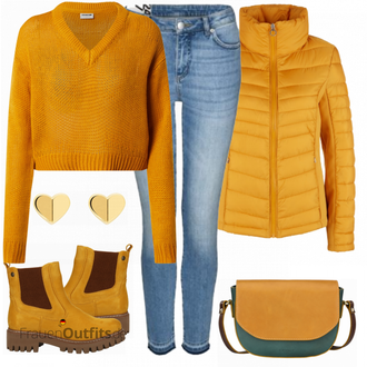 Outfit mit Gelb Stiefel Rieker "Herbstliches Freizeit Outfit"