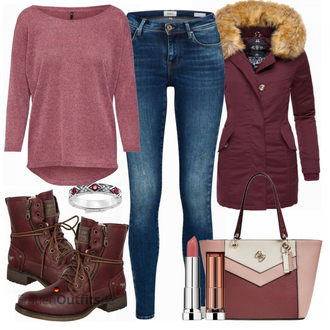 Outfit mit Dunkelrot/Rosa/Lila/Bordeaux 3/4 Bluse/Klassische Tunika/Elegante Tunika/ausgefallene tunika/Festliche Tunika/Lederjacke/Tuniken-Shirt/Bluse Große Größe/Tunika Only "ONLY Pullover"