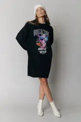 Colourful Rebel World Tour Jurk  Zwart Dames - Loose Fit - Katoen - M
