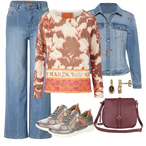 Jeans Outfits met Donkerblauw Cream, Donkerblauw Cream "Outfit voor de herfst"