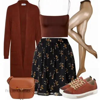 Outfit mit Beige/Braun/Rosa/Weiß Bikini große größe/Leggings Große Größe/Hose Große Größe Falke "Modisches Frühlingsoutfit"