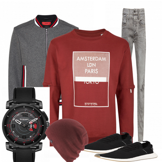 Outfit mit Schwarz Sneaker Adidas Originals "Bonez"