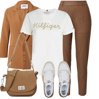 Herbst Outfit mit Braun/Beige/Khaki Bügelfaltenhose/Lederimitathose/Leggings Lederlegging/Leggings Lederoptik/Lederhose/Hose mit Schlitz/Skinny Hose/Slim Hose/Treggings/Hose Große Größe/Leggings Große Größe Object "Freizeit Outfit"