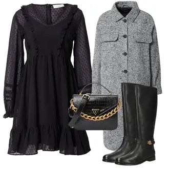 Outfit mit Schwarz/Dunkelblau/Lila Kleid Große Größe/Tunika/Herbstkleid/Französisches Kleid/Gothic Kleid/Spitzenkleid/Langärmliges Kleid/Langärmliges Winterkleid/Mesh Kleid/Nicki Kleid/Rock''n''roll Kleid guido maria kretschmer women "Winter Outfit"