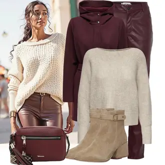 Outfit sa Ljubičasta/Tamnocrvena/Crvena/Vinski Crveno Prijelazni Kaput/Softshell Kaput/Kaput od Flisa/Kaput od Vunenog Flisa/Zimski Kaput Vuneni kaput/Pleteni Flis Kaput/Scuba Kaput/loden kaput/Kaput s Kapuljačom Only "Jesenski outfiti"