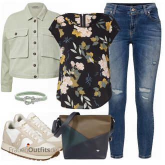 Outfit mit Grau Sneaker Saucony "Outfit für den Frühling"