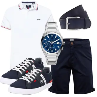 Sommer Outfits Preppy mit Dunkelblau/Hellblau/Blau Chino Shorts/Bermuda/Musselin Shorts/Kurze Hose Jack & Jones "Stylische Sommerlaune"Look: Uni, Maritim, Preppy