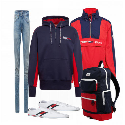Grau Schuh Sneaker Tommy Jeans kombinieren