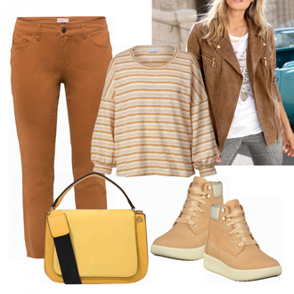 Outfit mit Braun Stiefel Timberland "ghappy Look"