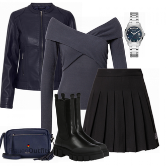 Outfit mit Schwarz Rock DeFacto "Herbst Outfit für den Alltag"