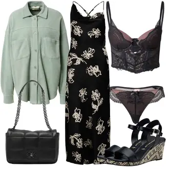 Geblümt Outfit mit Schwarz/Beige/Weiß/Lila/Rosa Maxikleid/Langes Sommerkleid/Latzkleid/Bedrucktes Kleid/Rock''n''roll Kleid/Ärmelloses Kleid Object "Cooler Look für den Frühling"