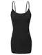 Bozzolo Damen Spaghetti-Träger, verstellbar, Basic Long Cami Tunika Tank Top, schwarz, Klein