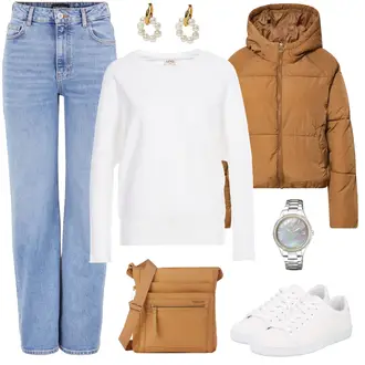 Outfit mit Weiß Sneaker Guess "Bequemer Alltagslook"