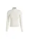 CIDER Solides Strick-Langarm-Top mit hohem Halsausschnitt, Beige, Groß