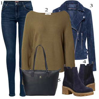 Verslas, Laisvas apranga su Tamsiai mėlyna/Mėlyna/Šviesiai mėlyna Jeggings/Leggings Džinsai Antblauzdžiai/Aptempta kelnė Only "Vyniká na jeseň"Look: Laisvas, Klasika, Šaunus, Modernus, Old Money, Besiūliai, Paprasta