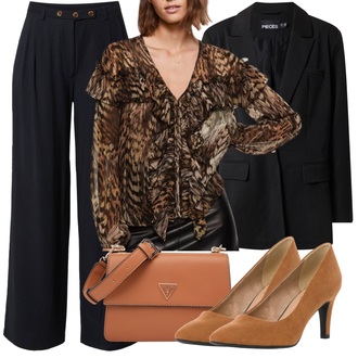 Outfit s Dlouhý Zimní Kabát/Dlouhé Šaty/Doplňek/Dlouhá tylová sukně/Taška Guess "Podzimní Outfit"