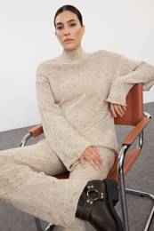 Stone Wool Gradient Knitwear Top-Top Set