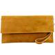 modamoda de - T151/M151 - ital. Clutch Wildleder/Leder Metallic, Farbe:Curcuma