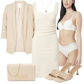Festival Outfit mit Khaki/Beige/Braun/Weiß Kleid Große Größe/Jerseykleid/Strickkleid/Standesamt Kleid/Etuikleid/Ärmelloses Kleid/Kleid mit geradem Schnitt katy perry exclusive for about you "Elegantes Sommer Outfit"
