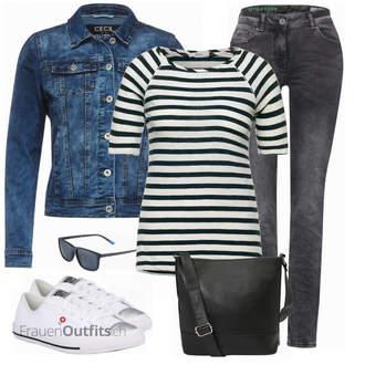 Outfit mit Weiß/Grau Sneaker Converse "Cooler Look für den Frühling"