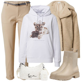 Outfit sa Pastelne boje/Krem Karl Kani "Zimski look"