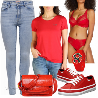 Outfit met rood Sneaker wolky "Outfit voor de zomer"