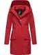 MARIKOO Damen Übergangsjacke Softshellmantel wasserdicht atmungsaktiv mit Kapuze Mayleen Dark Red Gr. S
