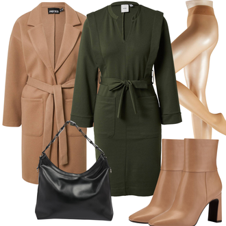 Outfit mit Braun/Beige Oversize Mantel/Wollmantel/Midi Mantel/Wintermantel Wollmantel/Kaschmir Mantel Pieces "Modisches Winter Outfit"